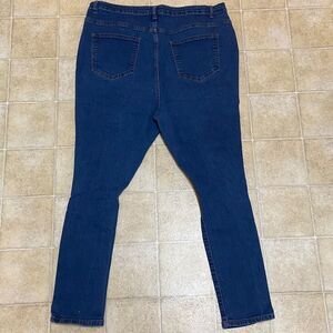 Boohoo BLUE Navy Ripped Skinny High Rise Jeans Plaza Size 16 US Stretch